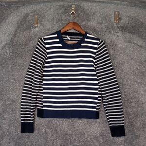 Madewell Navy and White Striped Sweater Mixed - Yarn Cotton Womens Medium